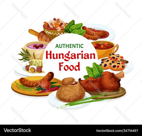 Hungary Cuisine Dishes Hungarian Food Royalty Free Vector