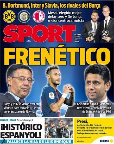 La Portada Del Diario Sport 30 08 2019