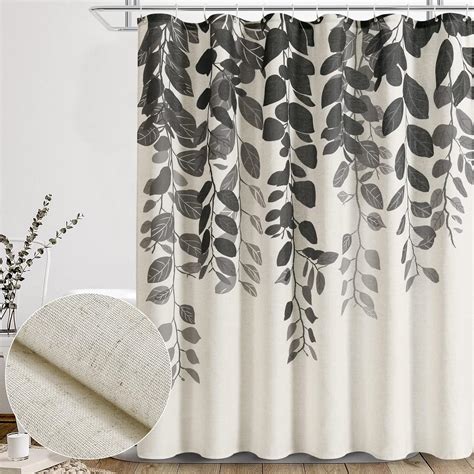 Amazon Smabu Linen Fabric Shower Curtain Rustic Shower Curtains