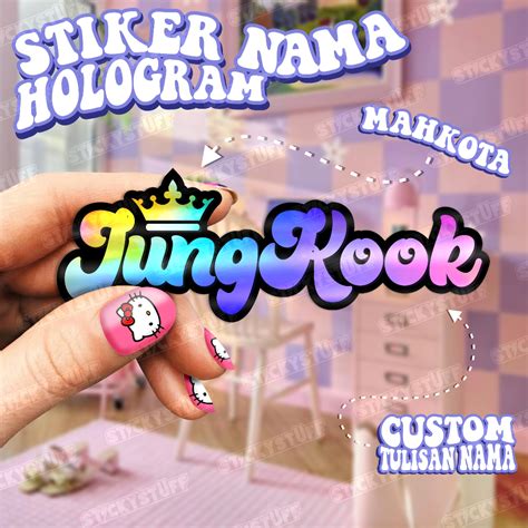 Jual Stiker Nama Mahkota Hologram King Queen Cutting Tulisan