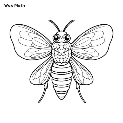 Wax Moth Butterfly Hand Drawing Coloring Page And Outline Vector Design