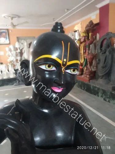 Plain Hindu Black Marble Krishna Statue For Worship Size To