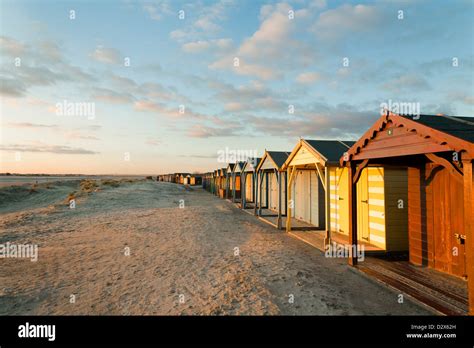 Beach Hut At Sunset In West Wittering Beach England United Kingdom