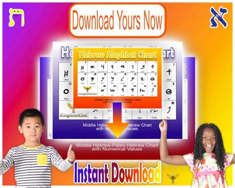 Hebrew Letters Aleph Bet Chart Kids Bible Study Bible Activity Digital