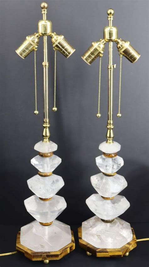 A Fine Pair Of Rock Crystal And Tigers Eye Lamps Auction