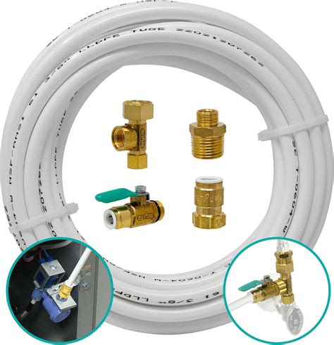 Metpure Ice Maker Fridge Installation Kit – 25' Feet Tubing for Appliance Water Line with Stop ...