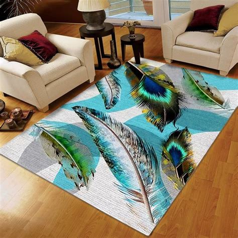 Peacock Blue Unique Rug Peacock Lover Cool Area Rug Peacock Rug