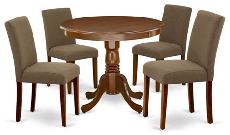 Atlin Designs Piece Wood Dining Set In Mahogany Coffee Transitional