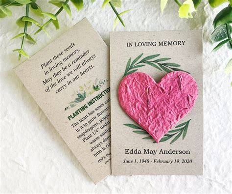 Flower Seed Paper Memorial Cards In Loving Memory Plantable Paper