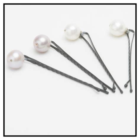 Genuine Freshwater Pearl Bobby Pin Hair Pins Set Of 2 White Or Pink