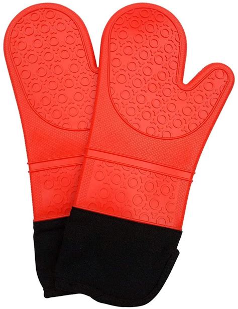 Oven Gloves Heat Resistant Silicone 1 Pair Kitchen Chef Baking Black 【半額】