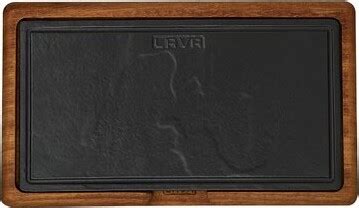 Lava Cast Iron X Enameled Rectangle Hot Serving Dish With Iroko Service Platter Matte