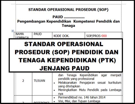 Standard Operasional Prosedur SOP Pendidik Dan Tenaga Kependidikan