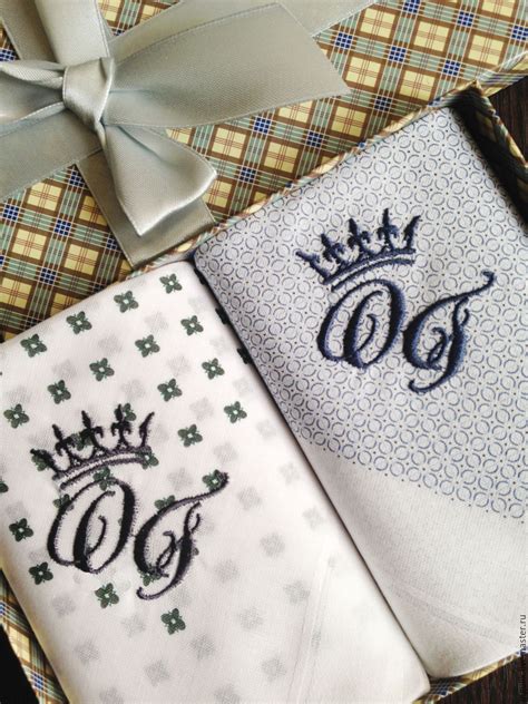Handkerchiefs Mens Crown Embroidered Monogram Monogram в интернет
