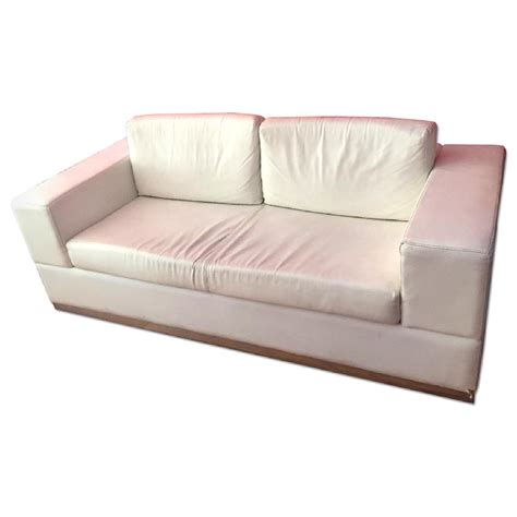 Modern White Leather Sofa Bed - AptDeco