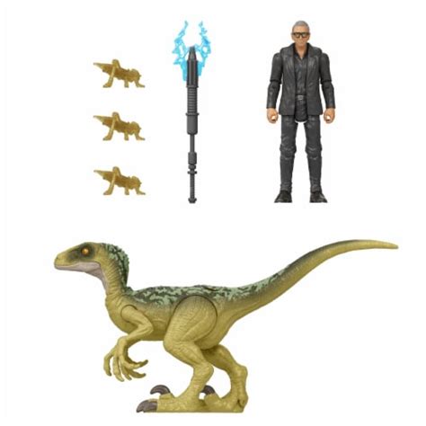 Mattel Jurassic World Human Dino Pack Dr Ian Malcolm And Velociraptor Action Figure 1 Ct Fred