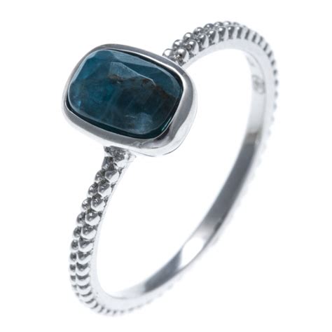 Bague Argent Rhodi G Apatite Facett T Les Perles De V Nus