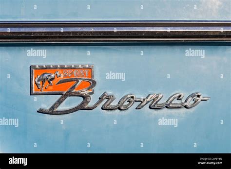 Loveland, CO - July 9,2022: Fender emblem of an old Ford Bronco Sport ...