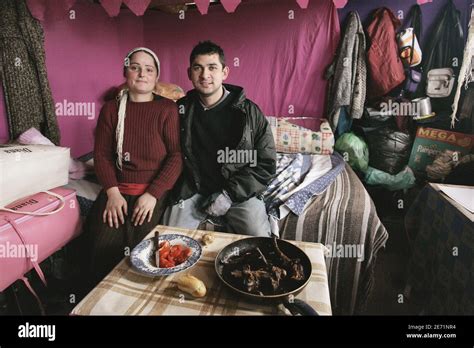 Romanian Gypsy Roms Families Live In New Shanty Towns In The Northern