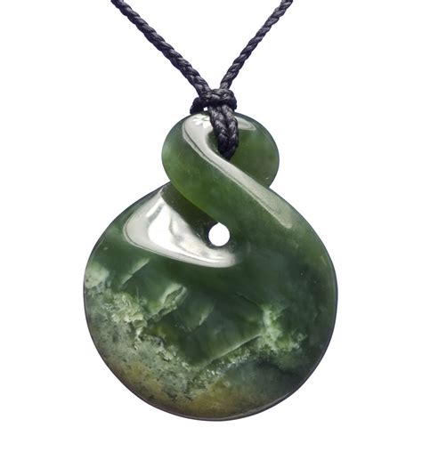 Traditional Maori NZ Jade Infinity Twist Necklace Mountain Jade New