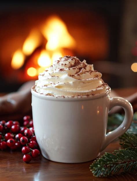 Cozy Winter Delight Whipped Cream Hot Chocolatethe Fireseasonal Decor Stock Illustration