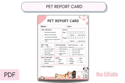 Pet Report Card Pet Report Form Dog Report Card