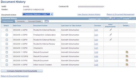 viewing document version history