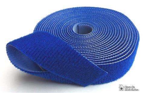 Velcro Organizador De Cabos Dupla Face Azul Rolo Mt R Em