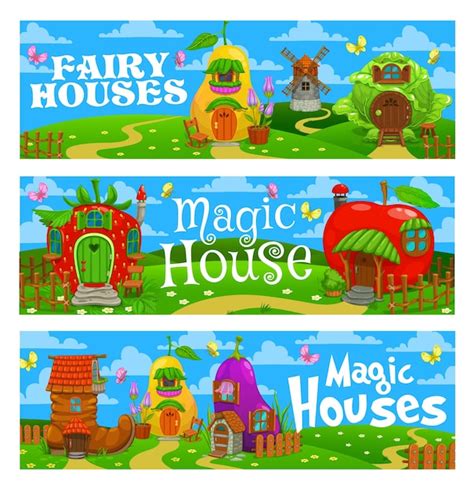 Premium Vector Fairytale Magic Houses And Dwellings Dwarf Homes