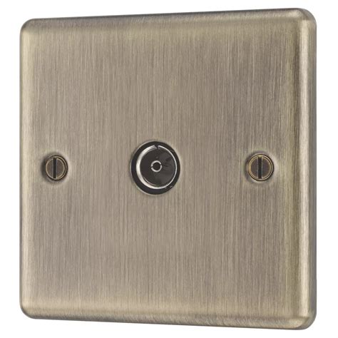 Lap 1 Gang F Type Coaxial Tv Fm Socket Antique Brass Screwfix