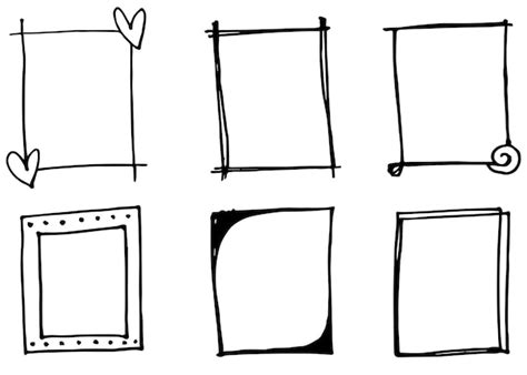 Premium Vector Hand Drawn Set Of Black And White Doodle Rectangle Frames