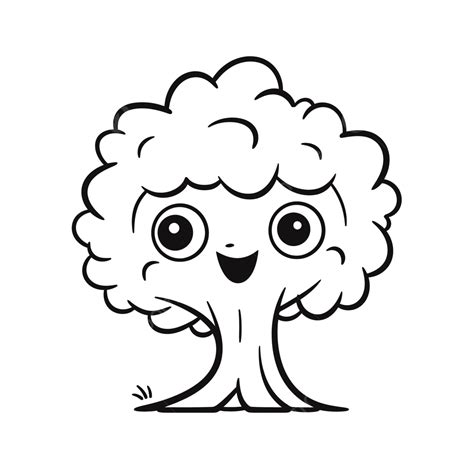 Cute Cartoon Tree Is In Coloring Page Outline Sketch Drawing Vector