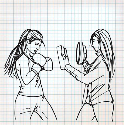 Drawing Of A Female Model Boxing Pose Illustrations Royalty Free