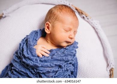 Newborn Baby Enveloped Blue Scarf Sleeps Stock Photo 634016147 | Shutterstock