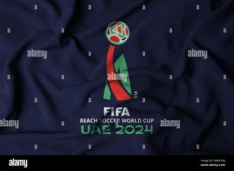 Selective Focus Of Fifa Beach Soccer World Cup Uae 2024 Logo Logo With