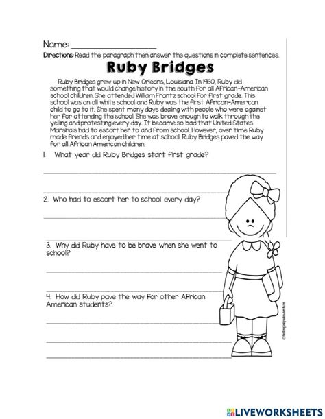 Ruby Bridges Reading Comprehension Online Exercise For Live