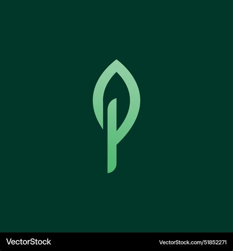 Letter P Leaf Logo Design Icon Nature Royalty Free Vector