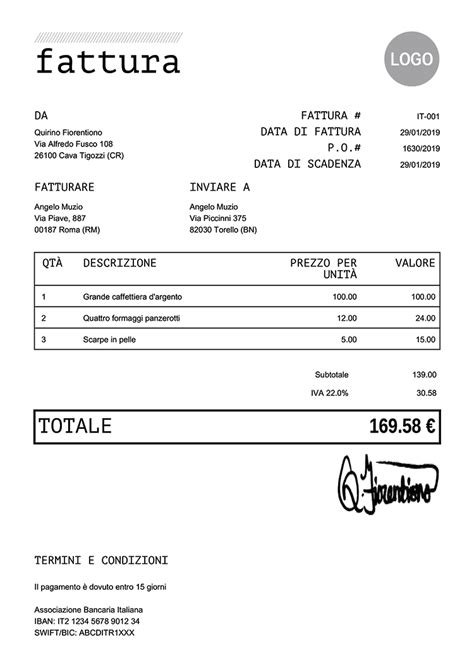 Modelli Di Fatture Gratis Da Stampare E Inviare Fai Con Stili