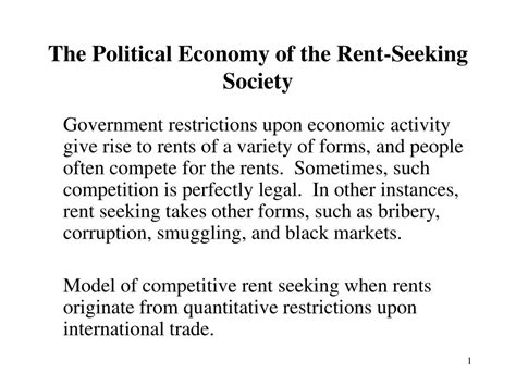 Ppt The Political Economy Of The Rent Seeking Society Powerpoint