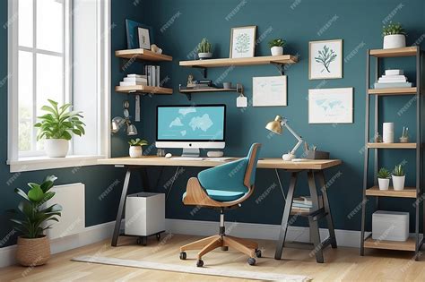 Premium Photo Ergonomic Excellence Flat Vector Healthy Home Office