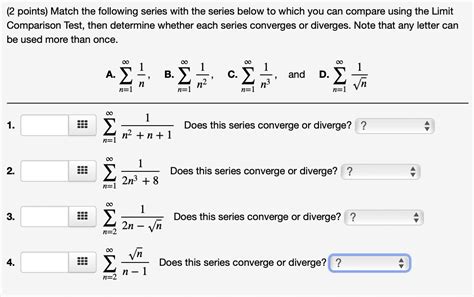 Solved 2 Points Match The Following Series With The Series Chegg