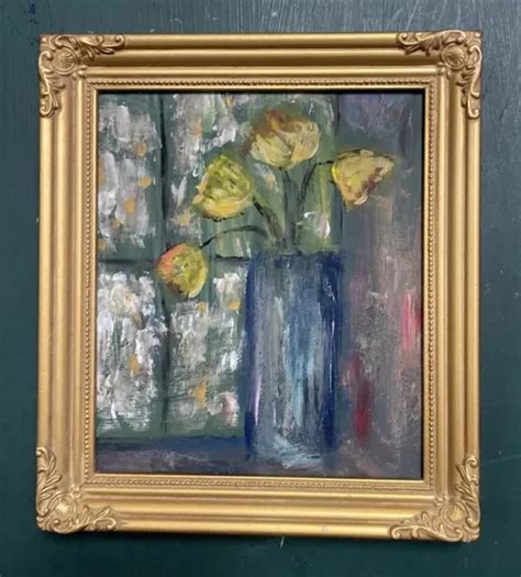 ORIGINAL MID CENTURY French Impressionist Still Life Oil On Board