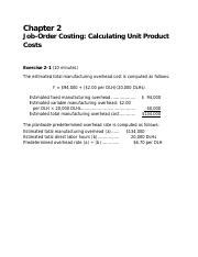 Chapter 2 Pdf Chapter 2 Job Order Costing Calculating Unit Product