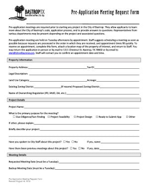 Fillable Online Pre Application Meeting Request Form Fax Email Print