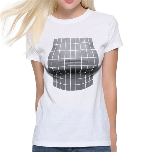 Big Boobs Optical Illusion White T Shirt Men S Etsy