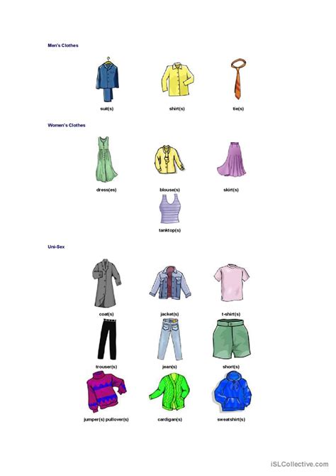 Clothes English Esl Worksheets Pdf Doc