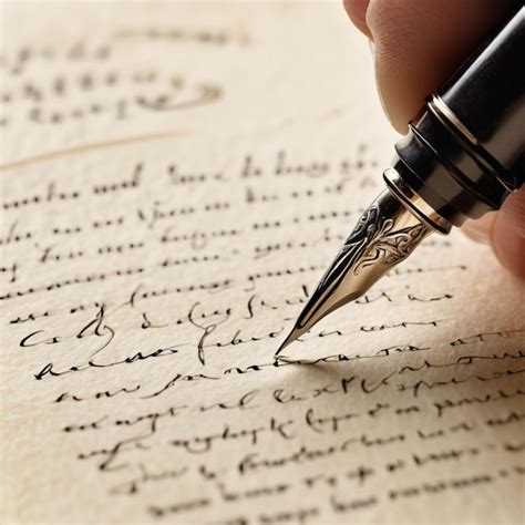Closeup Of A Person Writing With A Pen Premium Ai Generated Image