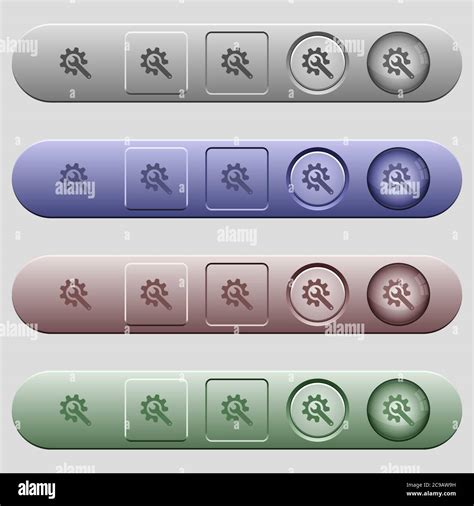 Wrench With Cogwheel Icons On Rounded Horizontal Menu Bars In Different