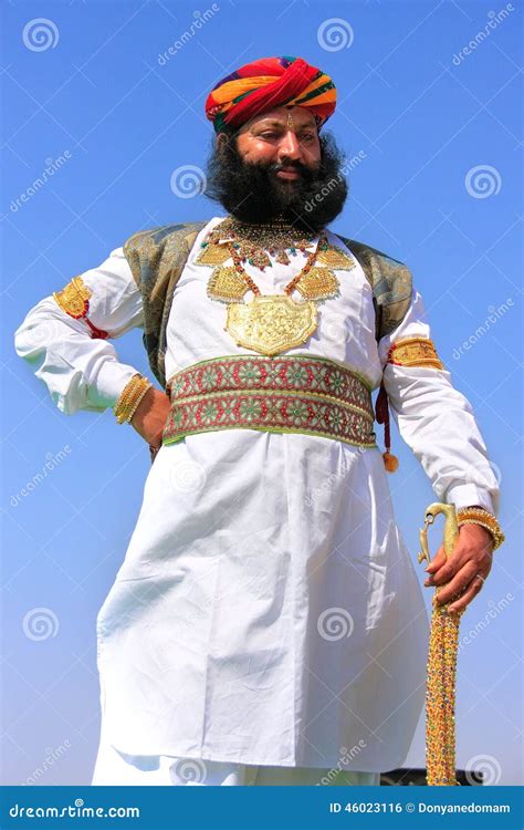 Indian Man In Traditional Dress Taking Part In Mr Desert Competition