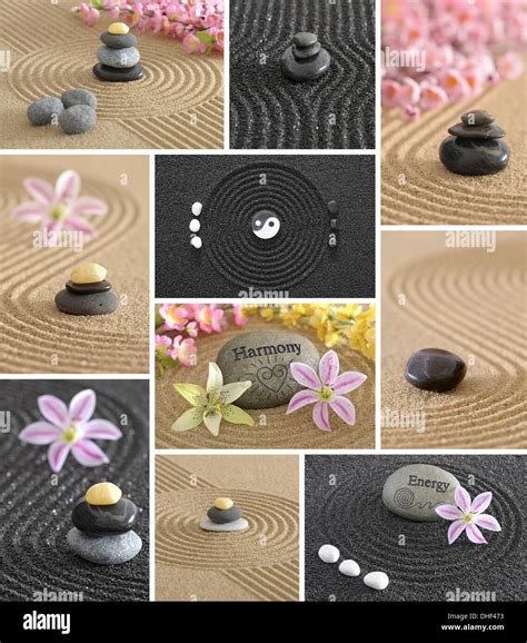 Japanese Zen Garden In Sand Stock Photo Alamy